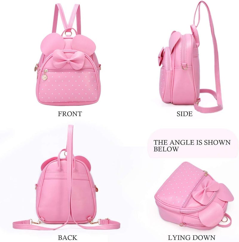 KL928 Girls Mini Backpack Bowknot Polka Dot Cute Small Daypacks Convertible Shoulder Bag Purse for Women - Image 4